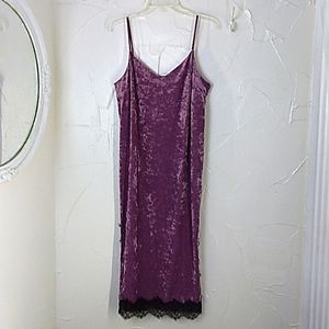 Apt‎ 9 Purple Velvet Lace Trim Slip Dress Spaghetti Straps V Neckline Siz…